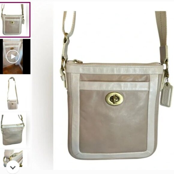 EUC Coach 2008 Leather Swing Pack Turn-lock White and Cream Crossbody - Picture 1 of 8